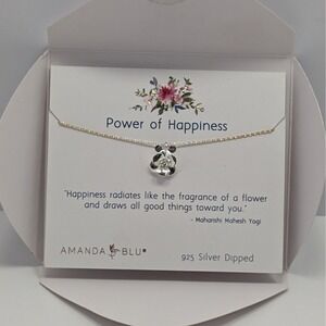 Amanda Blu Power of Happiness Necklace 925 Silver Dipped Flower Pendant Card